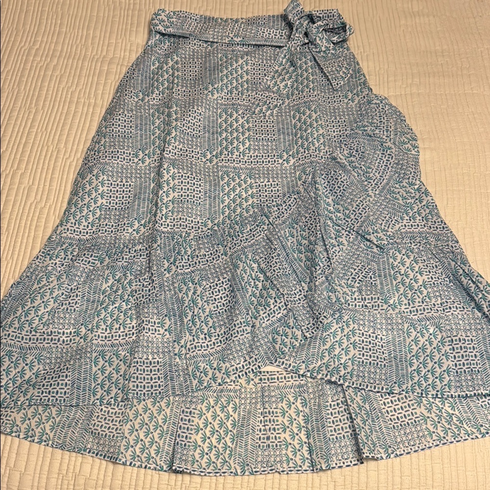 Vineyard Vines Blue and White Wrap Midi Skirt